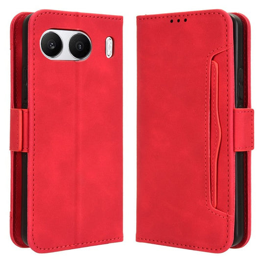 For OnePlus Nord 4 Case PU Leather Phone Cover with Wallet Multiple Card Slots - Red