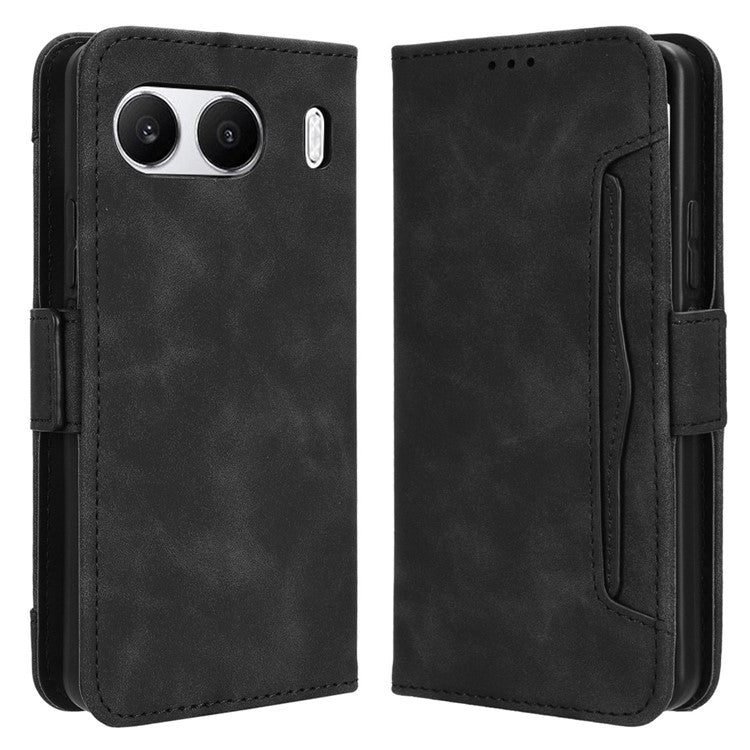 For OnePlus Nord 4 Case PU Leather Phone Cover with Wallet Multiple Card Slots - Black