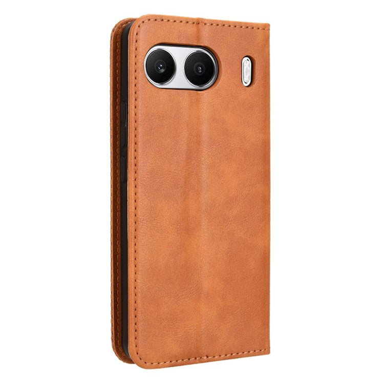 For OnePlus Nord 4 Leather Case Wallet Stand Retro Texture Phone Cover - Brown