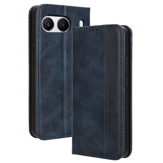 For OnePlus Nord 4 Leather Case Wallet Stand Retro Texture Phone Cover - Blue
