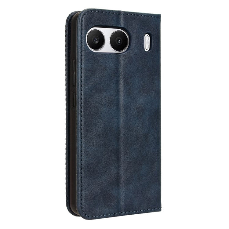 For OnePlus Nord 4 Leather Case Wallet Stand Retro Texture Phone Cover - Blue