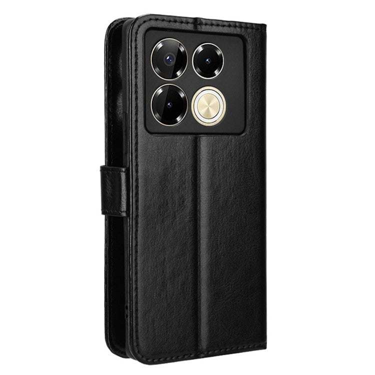 For Infinix Note 40 5G X6852 Case PU Leather Crazy Horse Texture Phone Cover with Wallet - Black