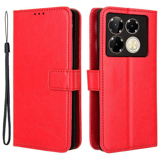 For Infinix Note 40 5G X6852 Case PU Leather Crazy Horse Texture Phone Cover with Wallet - Red