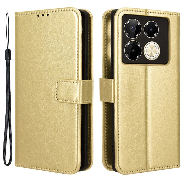 For Infinix Note 40 5G X6852 Case PU Leather Crazy Horse Texture Phone Cover with Wallet - Gold
