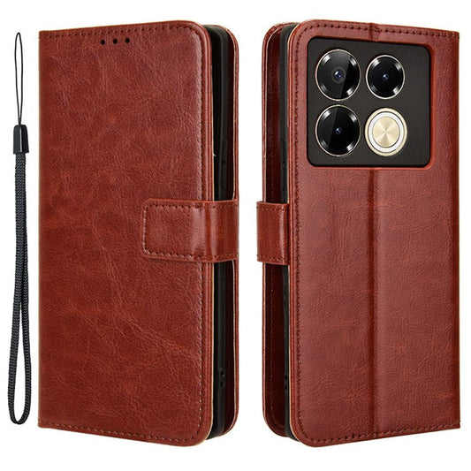 For Infinix Note 40 5G X6852 Case PU Leather Crazy Horse Texture Phone Cover with Wallet - Brown