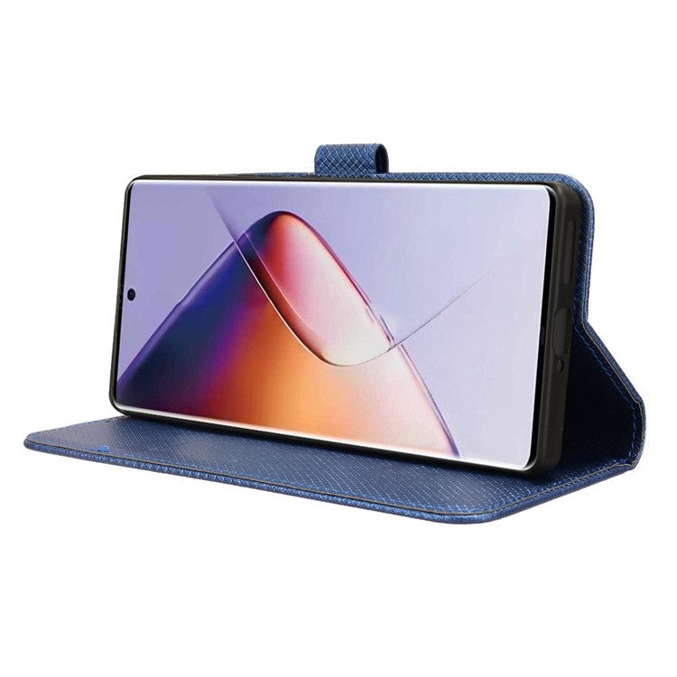 For Infinix Note 40 5G / X6852 Phone Stand Case Diamond Texture PU Leather Cover Wallet - Blue