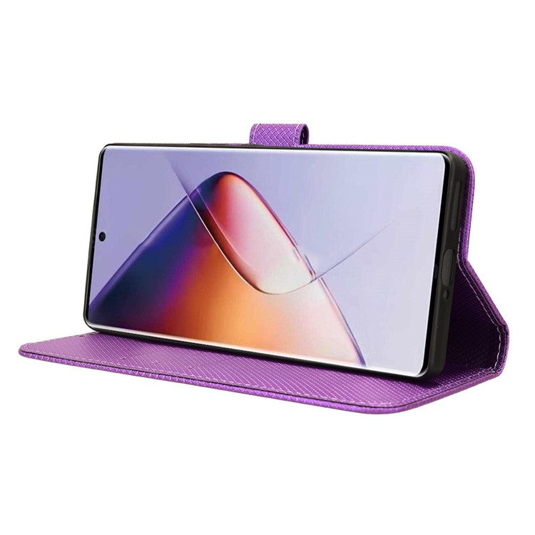For Infinix Note 40 5G / X6852 Phone Stand Case Diamond Texture PU Leather Cover Wallet - Purple