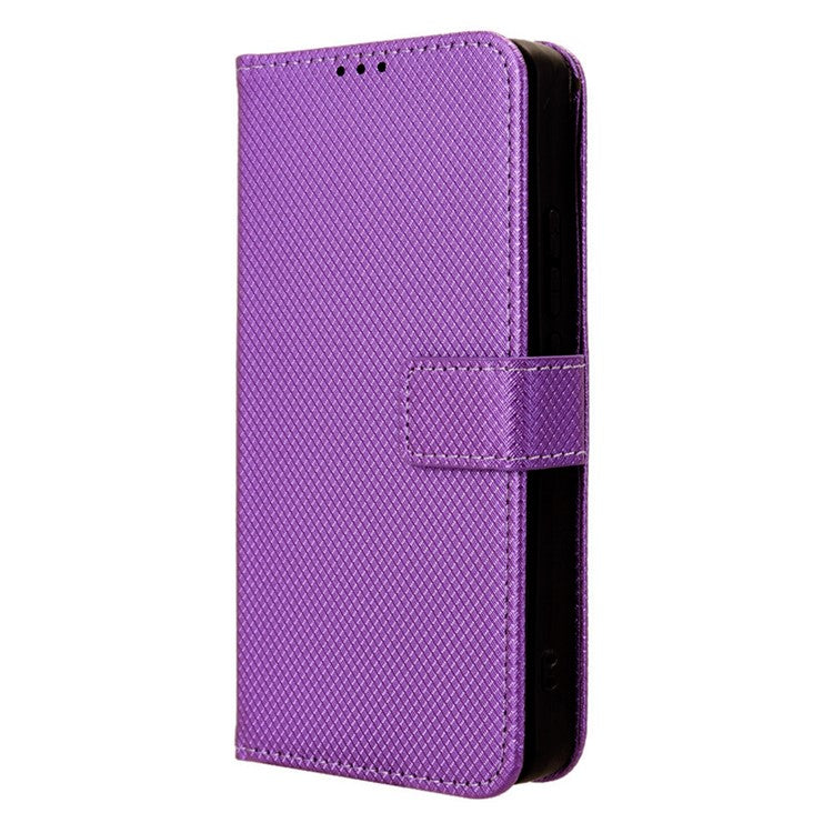 For Infinix Note 40 5G / X6852 Phone Stand Case Diamond Texture PU Leather Cover Wallet - Purple