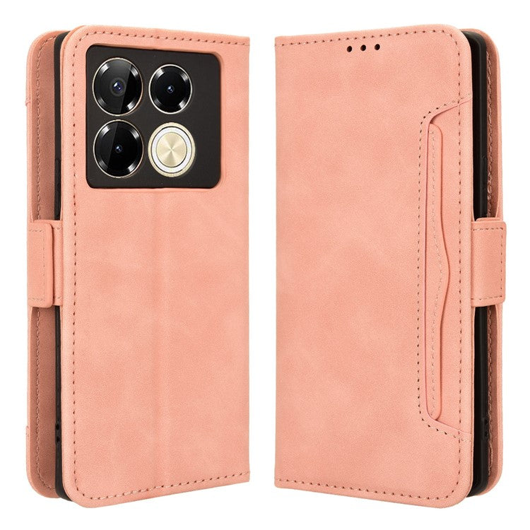For Infinix Note 40 5G X6852 Case Multiple Card Slots Leather Phone Cover Stand View - Pink