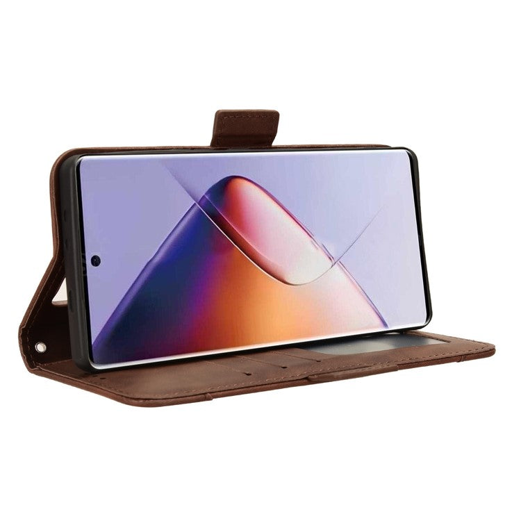 For Infinix Note 40 5G X6852 Case Multiple Card Slots Leather Phone Cover Stand View - Brown