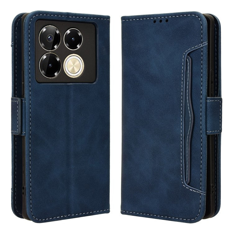 For Infinix Note 40 5G X6852 Case Multiple Card Slots Leather Phone Cover Stand View - Blue