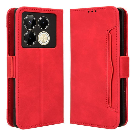 For Infinix Note 40 5G X6852 Case Multiple Card Slots Leather Phone Cover Stand View - Red