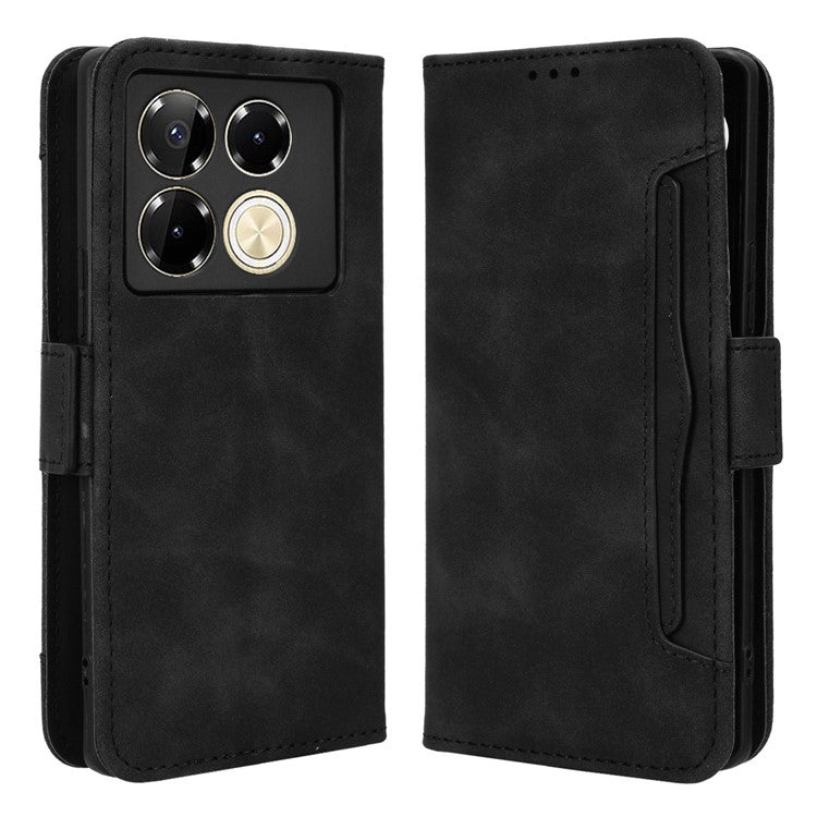 For Infinix Note 40 5G X6852 Case Multiple Card Slots Leather Phone Cover Stand View - Black