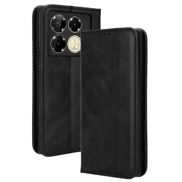 For Infinix Note 40 5G X6852 Wallet Case Magnetic Closing Leather Phone Cover - Black