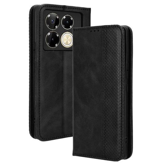 For Infinix Note 40 5G X6852 Wallet Case Magnetic Closing Leather Phone Cover - Black
