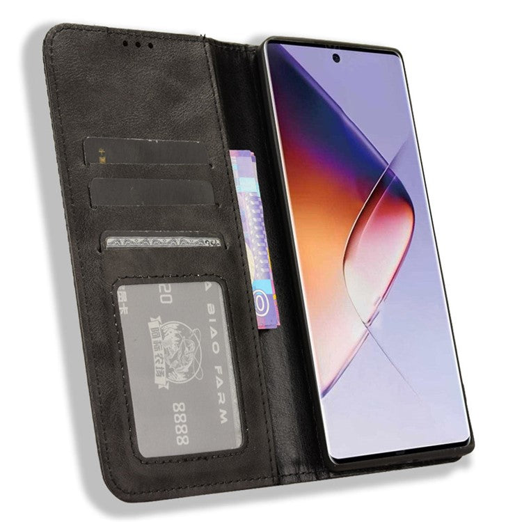 For Infinix Note 40 5G X6852 Wallet Case Magnetic Closing Leather Phone Cover - Black