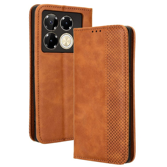 For Infinix Note 40 5G X6852 Wallet Case Magnetic Closing Leather Phone Cover - Brown