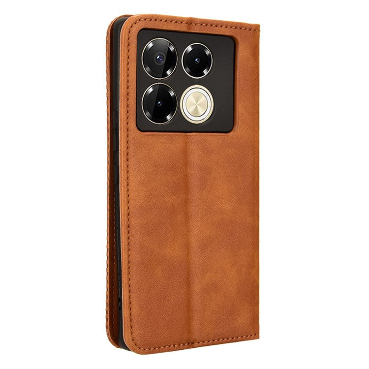 For Infinix Note 40 5G X6852 Wallet Case Magnetic Closing Leather Phone Cover - Brown