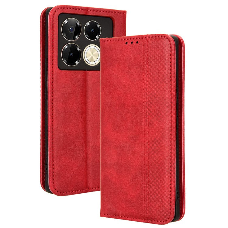 For Infinix Note 40 5G X6852 Wallet Case Magnetic Closing Leather Phone Cover - Red
