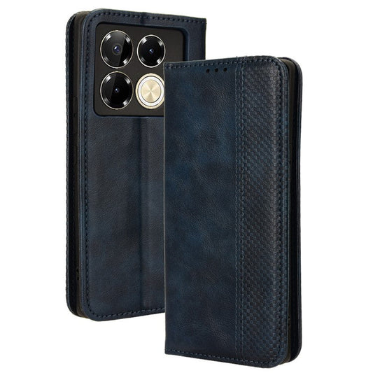 For Infinix Note 40 5G X6852 Wallet Case Magnetic Closing Leather Phone Cover - Blue