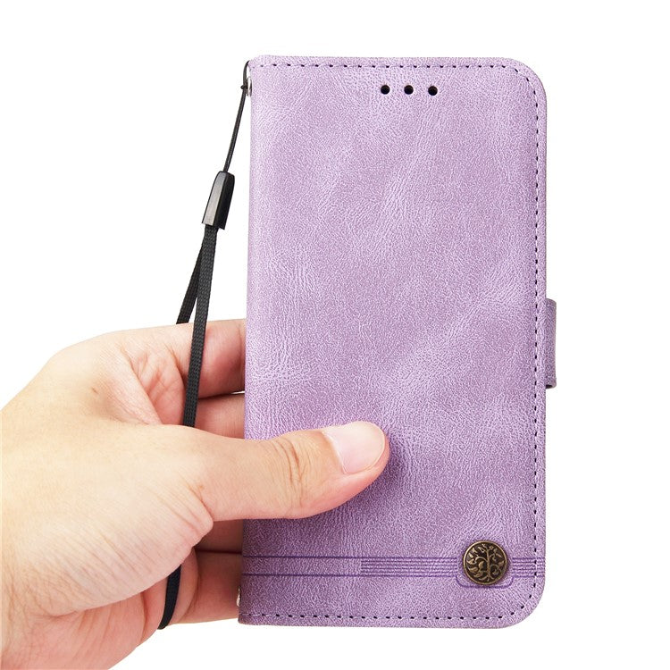 For Samsung Galaxy M35 5G Leather Wallet Cases Skin Touch Phone Cover Stand with Strap - Purple