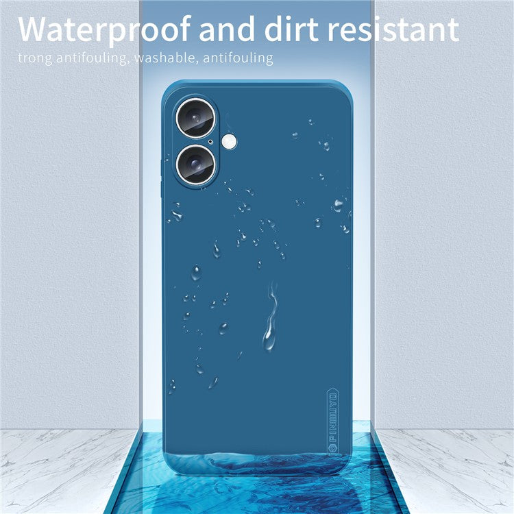 PINWUYO JK Touching Series For iPhone 16 Case Fiber Flocking Liner Soft TPU Phone Cover - Matcha Green