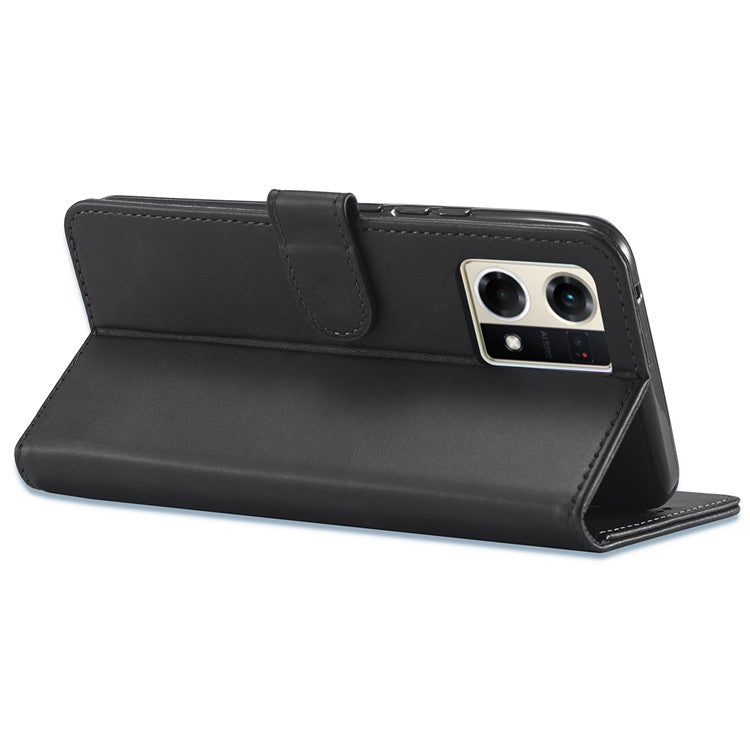 LC.IMEEKE For Oppo Reno8 5G (Global Version) Wallet Case PU Leather Stand Magnetic Closure Flip Folio Phone Cover - Black