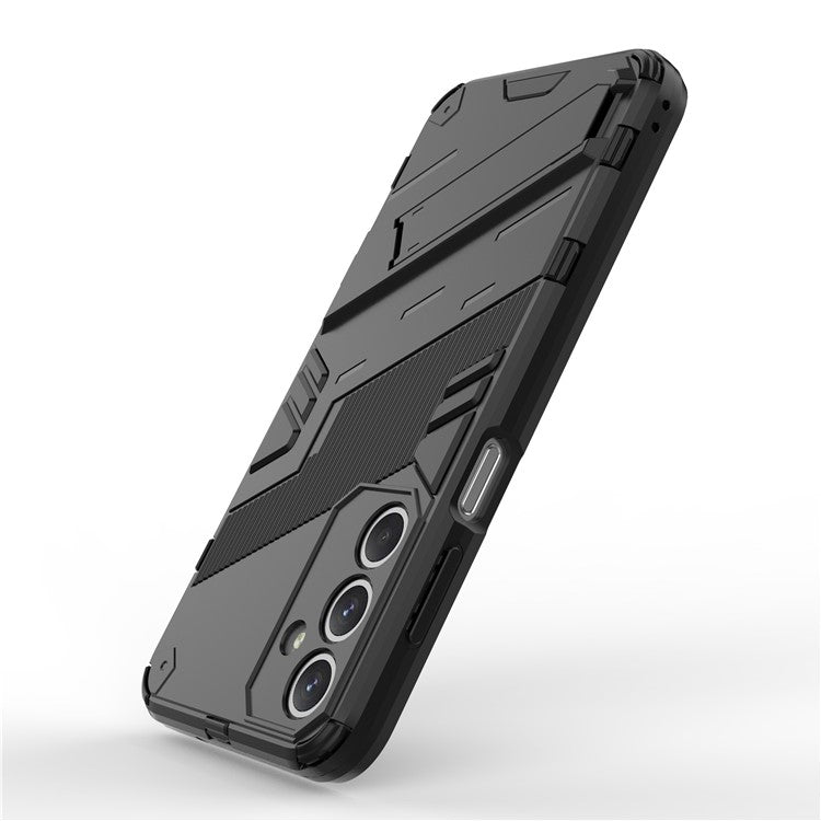 For Samsung Galaxy M35 5G Case PC+TPU Shockproof Phone Cover with Kickstand - Black