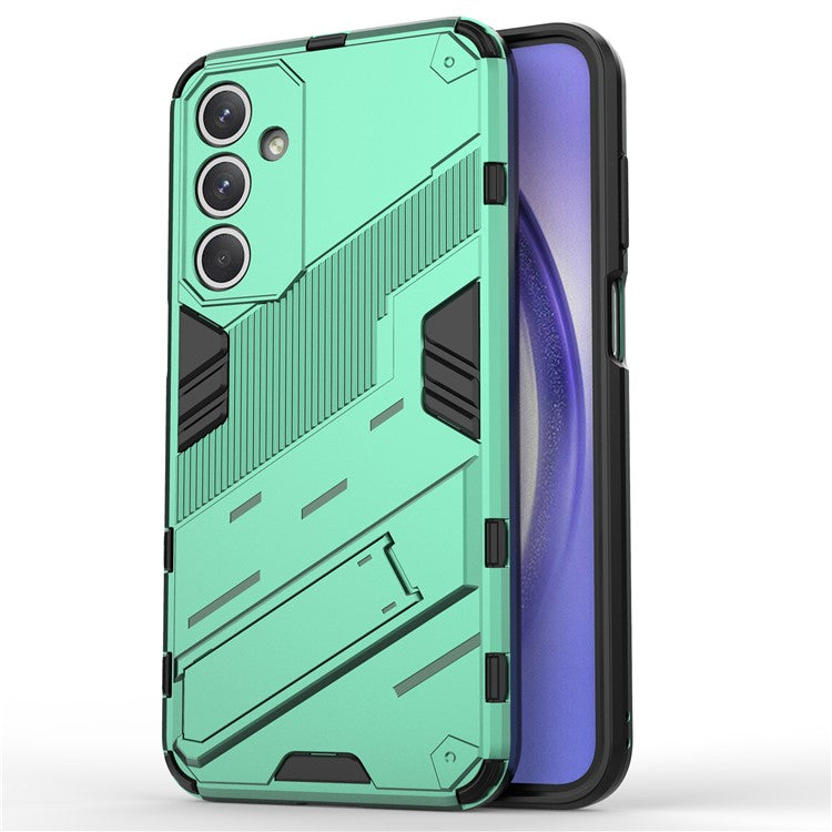 For Samsung Galaxy M35 5G Case PC+TPU Shockproof Phone Cover with Kickstand - Green