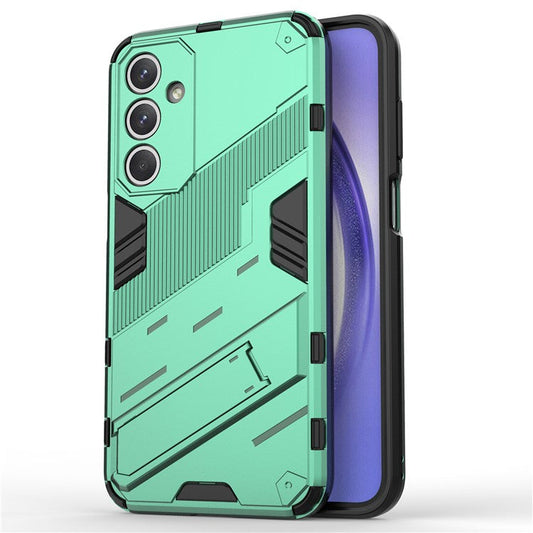 For Samsung Galaxy M35 5G Case PC+TPU Shockproof Phone Cover with Kickstand - Green