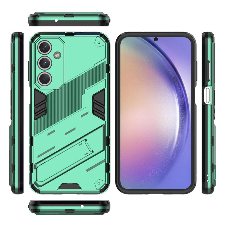 For Samsung Galaxy M35 5G Case PC+TPU Shockproof Phone Cover with Kickstand - Green
