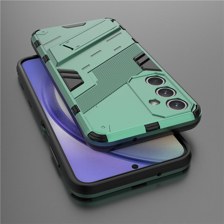 For Samsung Galaxy M35 5G Case PC+TPU Shockproof Phone Cover with Kickstand - Green