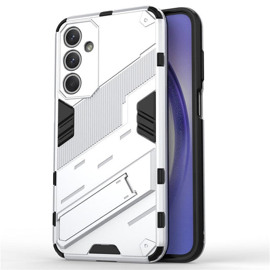 For Samsung Galaxy M35 5G Case PC+TPU Shockproof Phone Cover with Kickstand - White