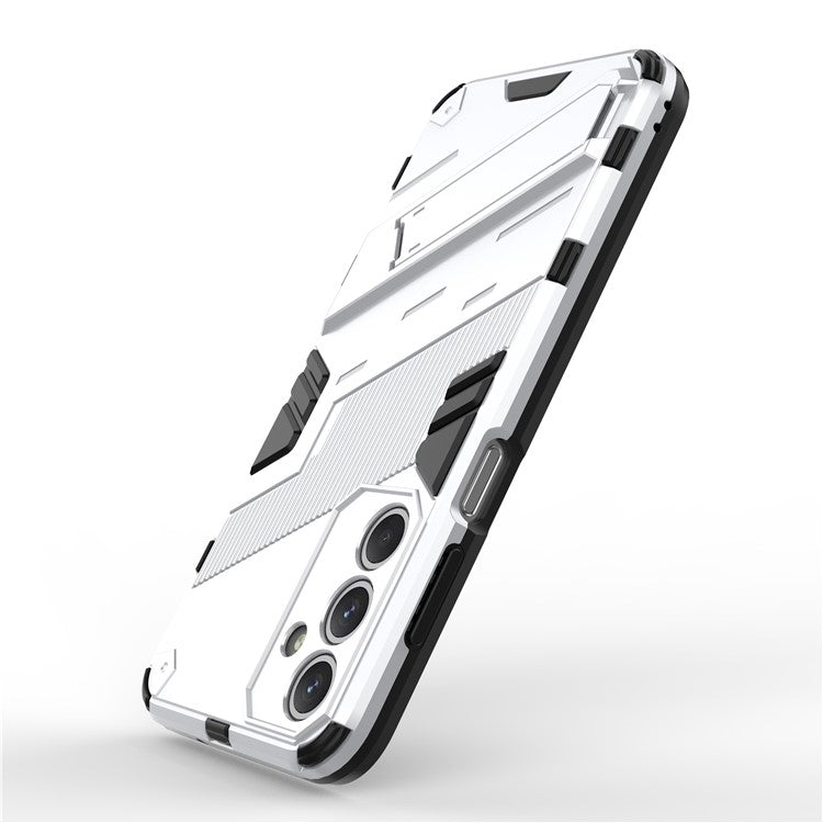 For Samsung Galaxy M35 5G Case PC+TPU Shockproof Phone Cover with Kickstand - White