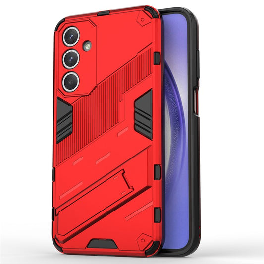 For Samsung Galaxy M35 5G Case PC+TPU Shockproof Phone Cover with Kickstand - Red
