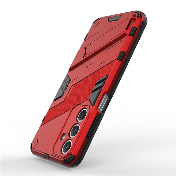For Samsung Galaxy M35 5G Case PC+TPU Shockproof Phone Cover with Kickstand - Red