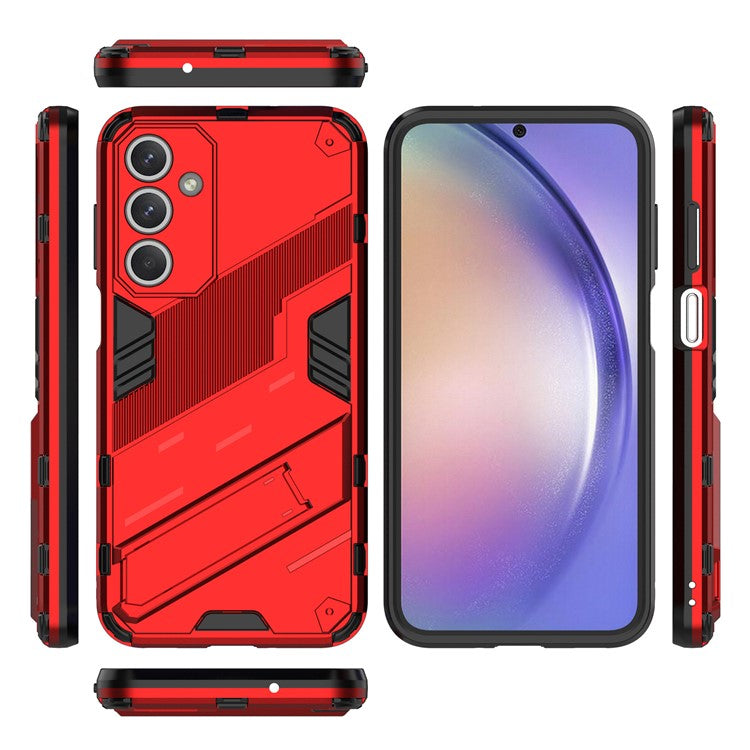 For Samsung Galaxy M35 5G Case PC+TPU Shockproof Phone Cover with Kickstand - Red