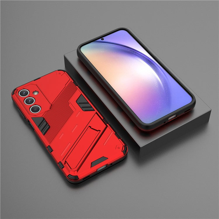 For Samsung Galaxy M35 5G Case PC+TPU Shockproof Phone Cover with Kickstand - Red