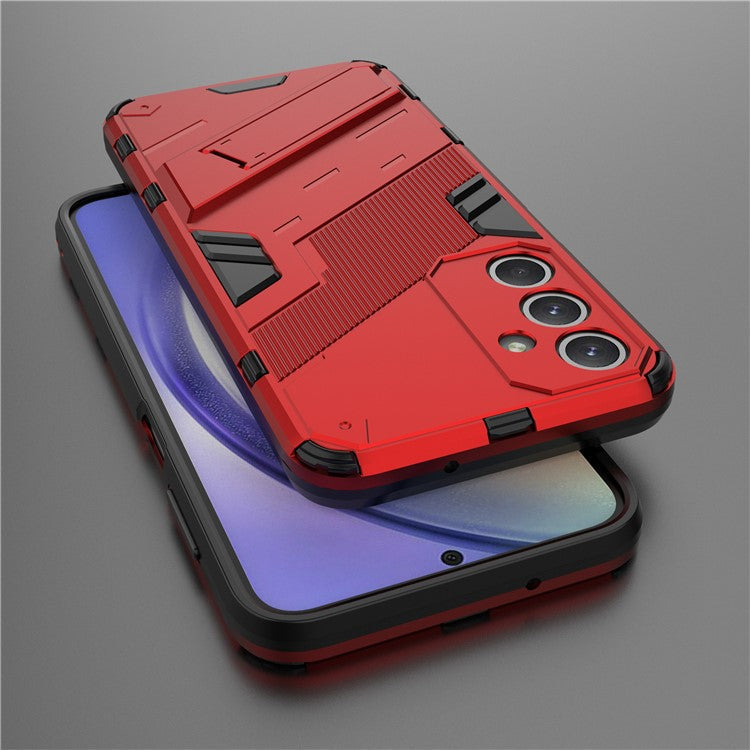 For Samsung Galaxy M35 5G Case PC+TPU Shockproof Phone Cover with Kickstand - Red