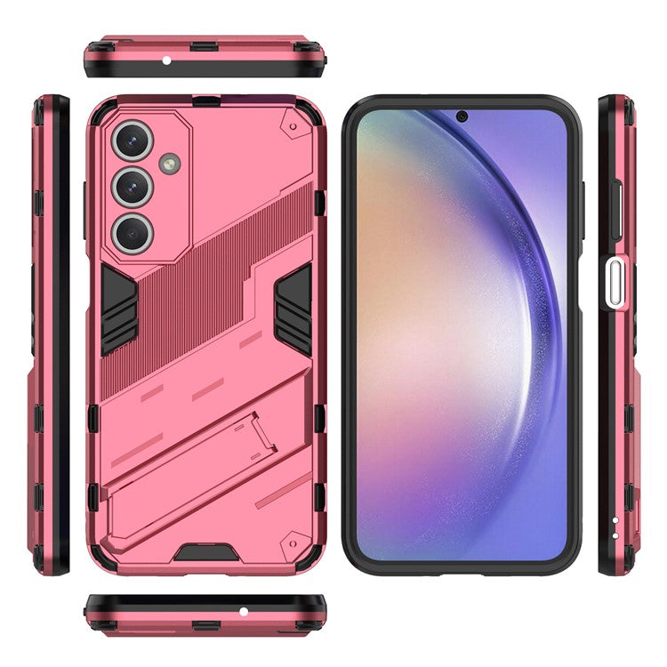 For Samsung Galaxy M35 5G Case PC+TPU Shockproof Phone Cover with Kickstand - Rose