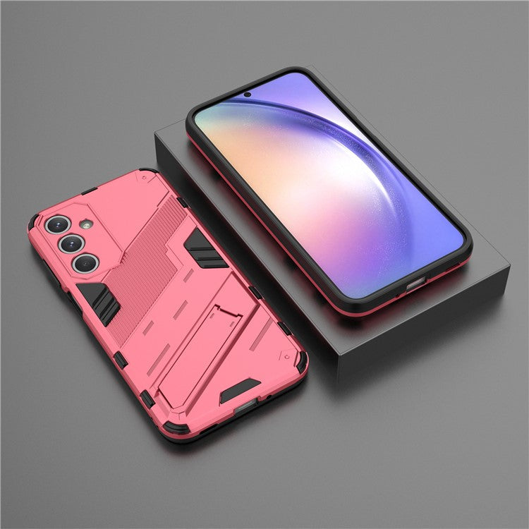 For Samsung Galaxy M35 5G Case PC+TPU Shockproof Phone Cover with Kickstand - Rose