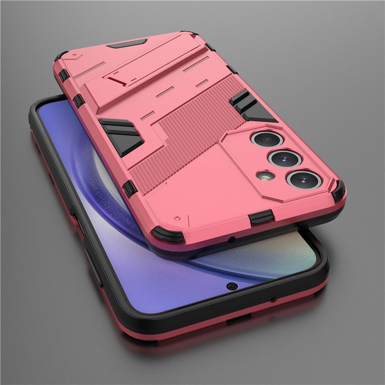 For Samsung Galaxy M35 5G Case PC+TPU Shockproof Phone Cover with Kickstand - Rose