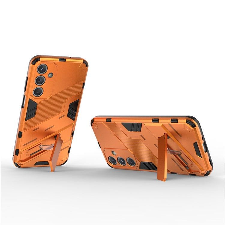 For Samsung Galaxy M35 5G Case PC+TPU Shockproof Phone Cover with Kickstand - Orange