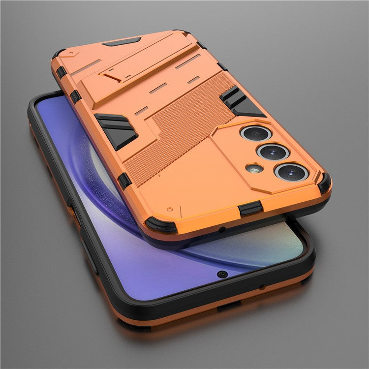 For Samsung Galaxy M35 5G Case PC+TPU Shockproof Phone Cover with Kickstand - Orange