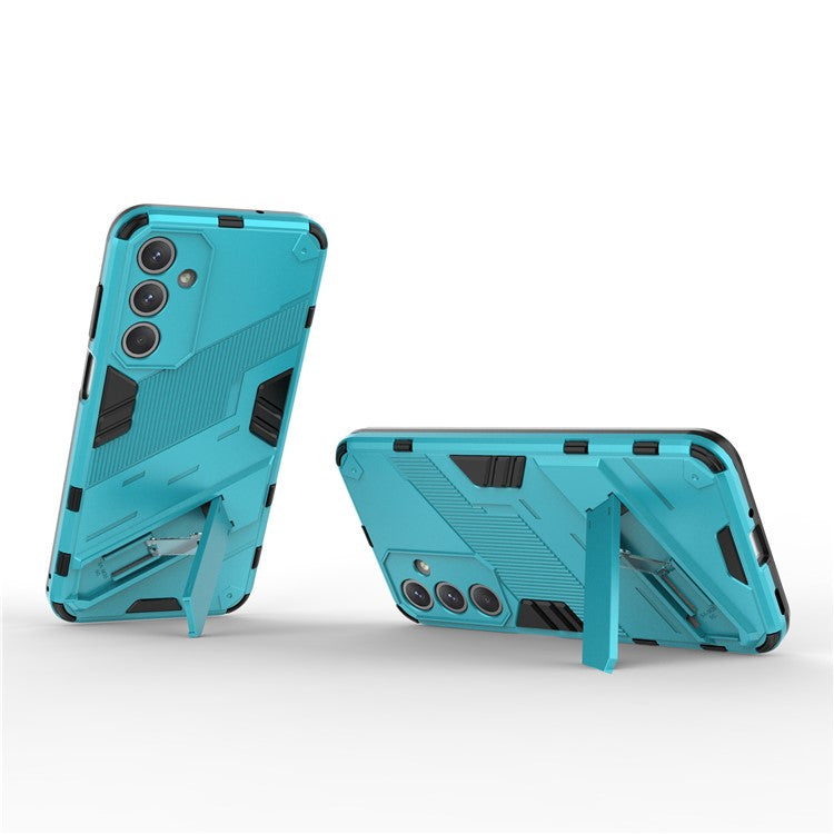 For Samsung Galaxy M35 5G Case PC+TPU Shockproof Phone Cover with Kickstand - Baby Blue