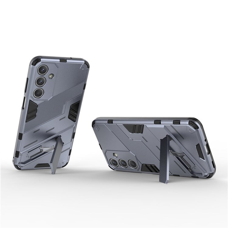 For Samsung Galaxy M35 5G Case PC+TPU Shockproof Phone Cover with Kickstand - Grey