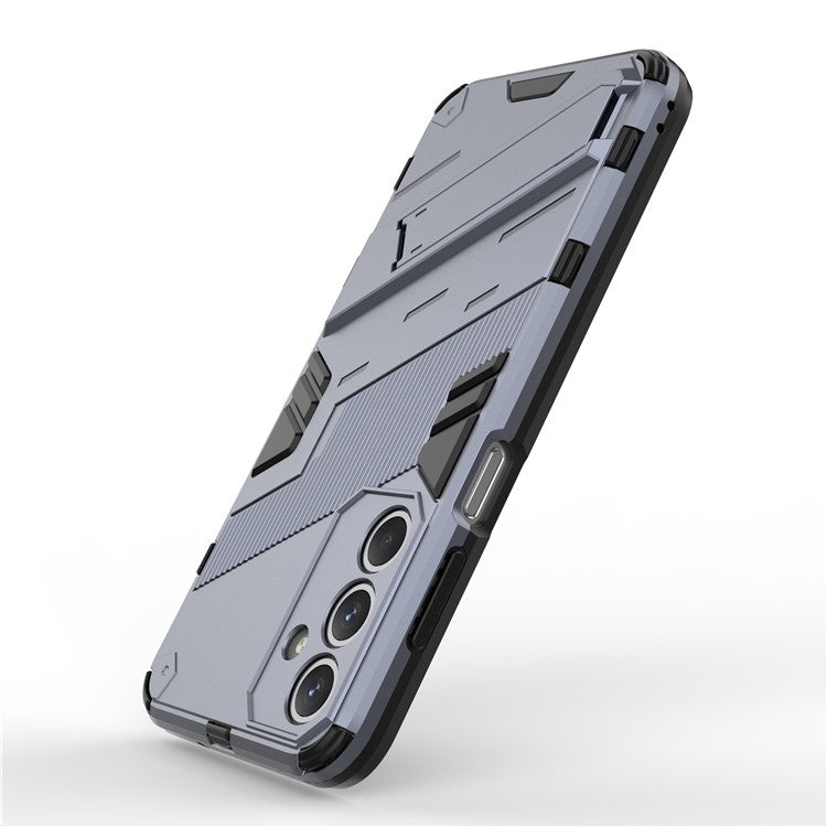 For Samsung Galaxy M35 5G Case PC+TPU Shockproof Phone Cover with Kickstand - Grey