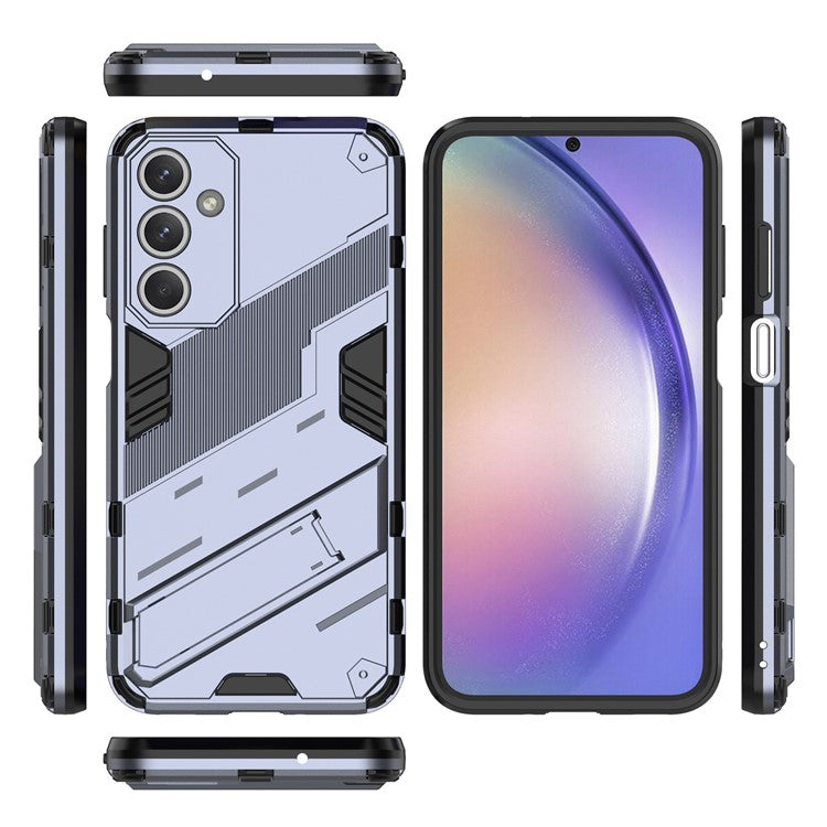For Samsung Galaxy M35 5G Case PC+TPU Shockproof Phone Cover with Kickstand - Grey