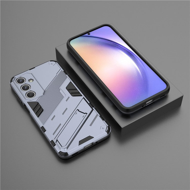 For Samsung Galaxy M35 5G Case PC+TPU Shockproof Phone Cover with Kickstand - Grey
