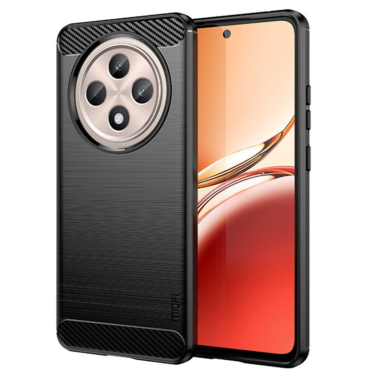 MOFI JK TPU Series-1 For Oppo Reno12 F 4G / 5G Case Carbon Fiber Texture TPU Soft Phone Cover - Black